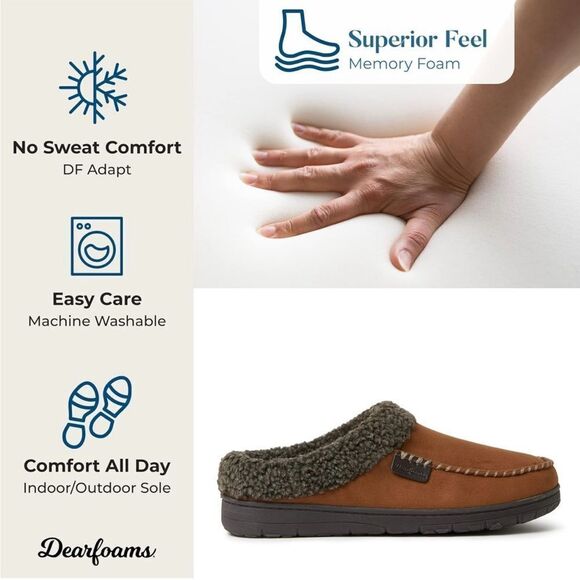 Dearfoam Memory Foam Clog Slippers Chestnut LW (11-12) NWT IN PACKAGING - Picture 2 of 9